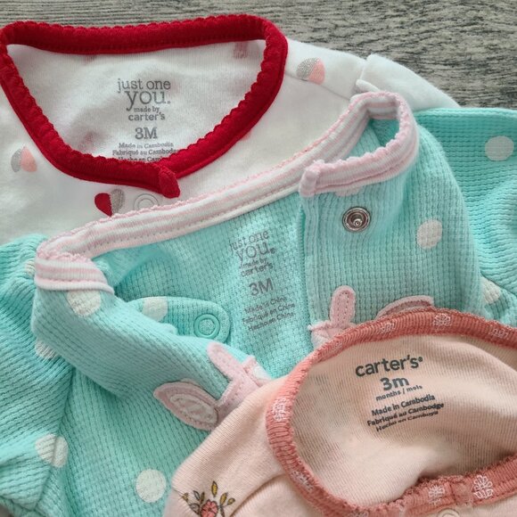 Carter’s & Just One You by Carter’s Baby Girl Footed Sleepers Lot of 3 Size 3M - Picture 7 of 7